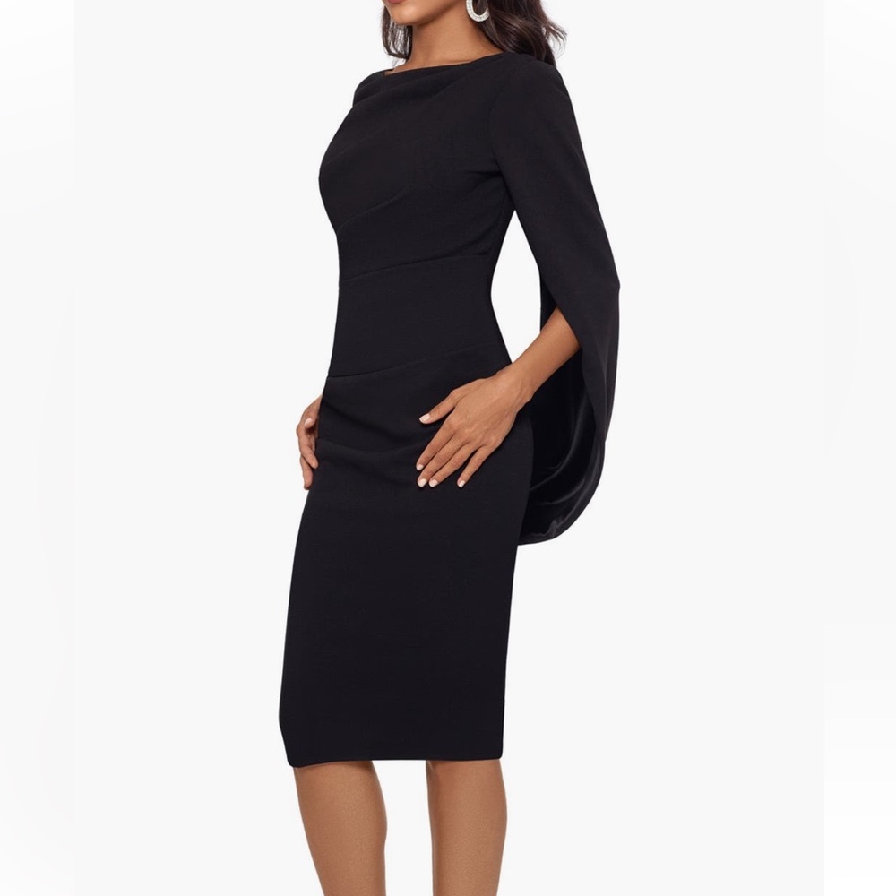 Elegant Black Cape Sleeve Dress